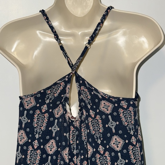 Hollister Mini Slip Dress w Boho Print Navy Blue Women’s S Small - Picture 9 of 14
